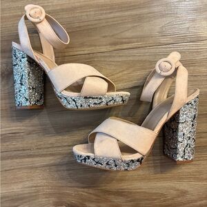 Glitter heeled sandals size 8.5
